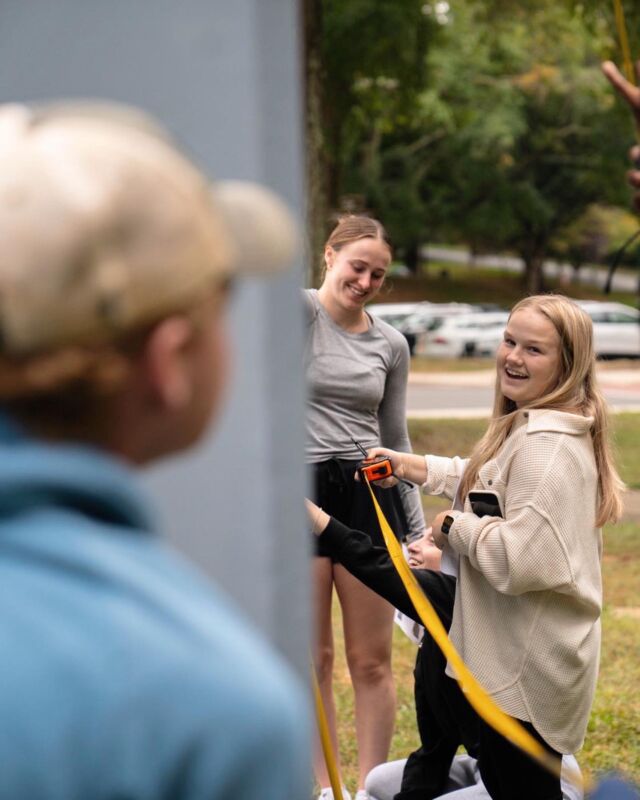 With October coming to a close, here’s a fun throwback to earlier this month! 📐

Two engineering classes taking “Materials and Mechanics” (EGR 211) recently studied and measured works of public art found around campus. Taught by Dr. Tricia Clayton and Dr. Carlos Kengla, students got up close and personal with three iconic installations. We love seeing different departments interacting with the Collection!

→ Robert Maki, “Timaeus Pentagon”, Cor-Ten Steel sculpture, 1981

→ Mary Alice Manning, “Swings”, wood, 1996

→ Meg Webster, “Bronze Bowl”, bronze, 1997